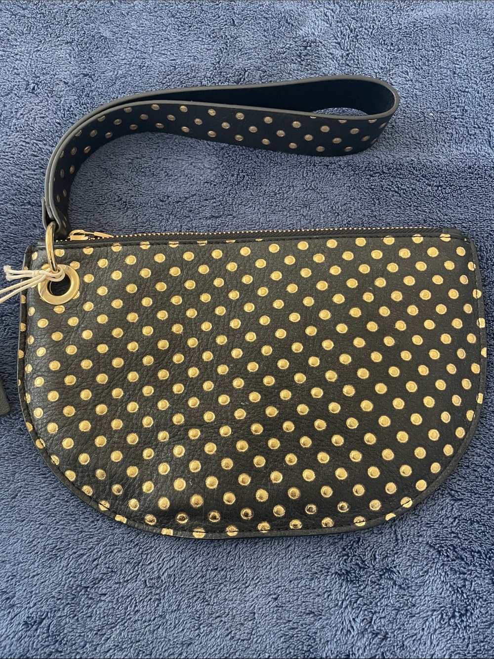 Black Wristlet Clutch with Gold Stud Dots
